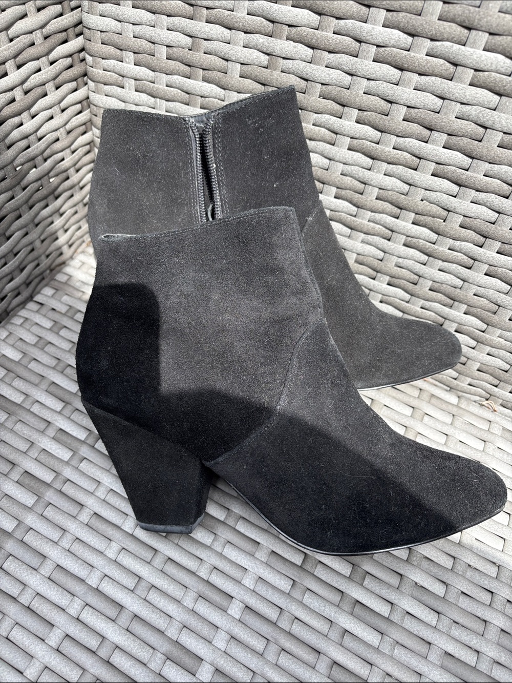 Dolce Vita Black Suede Ankle Zipper  Heeled Boots